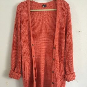 coral pink long chunky sweater